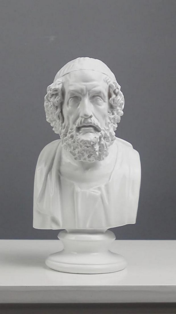 White Resin Sculpture of Homer Bust (1 of 6)