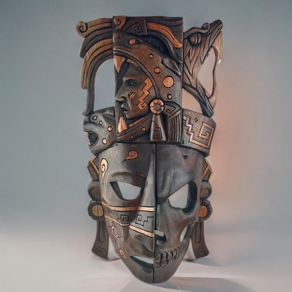 Mayan Sacred Mask - Handcrafted Cedar Wood Art (1 of 4)