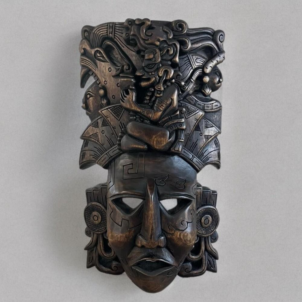 Itzamna & Kukulcán Hand-Carved Mayan Mask (1 of 4)