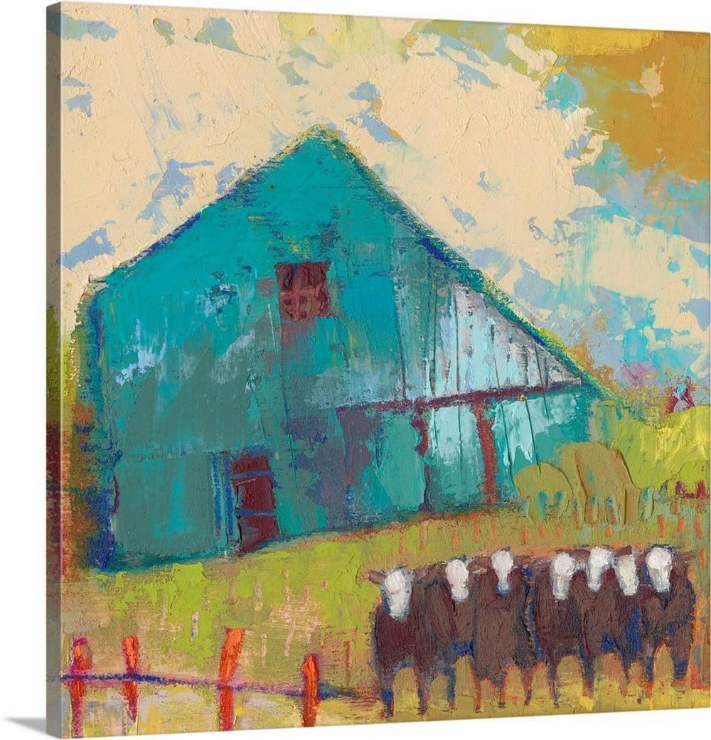 Request Barn Canvas Reproduction by Sue Jachimiec: Request Barn Canvas Reproduction by Sue Jachimiec “Request Barn” is a painterly interpretation of rural architecture, reflecting Sue Jachimiec’s signature use of layered textures and expres