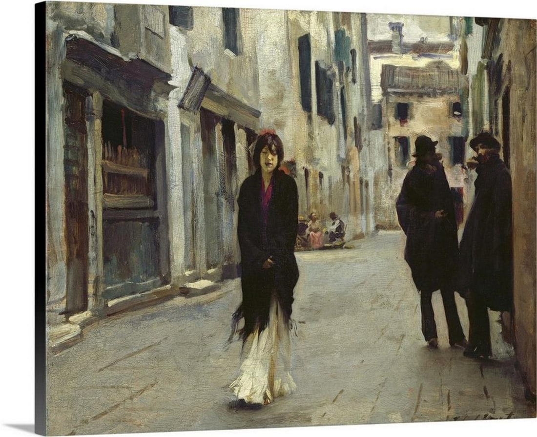 Street in Venice, by John Singer Sargent, 1911, Canvas Reproduction by John Singer Sargent: Street in Venice, by John Singer Sargent, 1911, Canvas Reproduction by John Singer Sargent Street in Venice (1911) by John Singer Sargent is a canvas reproduction of the original oil painting that bea