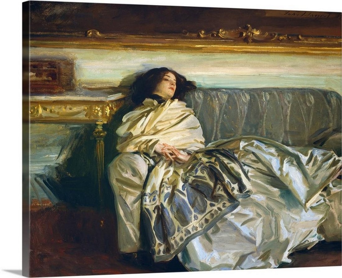 Nonchaloir, by John Singer Sargent, 1911Canvas Reproduction: Nonchaloir, by John Singer Sargent, 1911Canvas Reproduction Nonchaloir (Repose) (1911) by John Singer Sargent is an oil painting that captures a moment of relaxed elegance in a portrait of his niece,