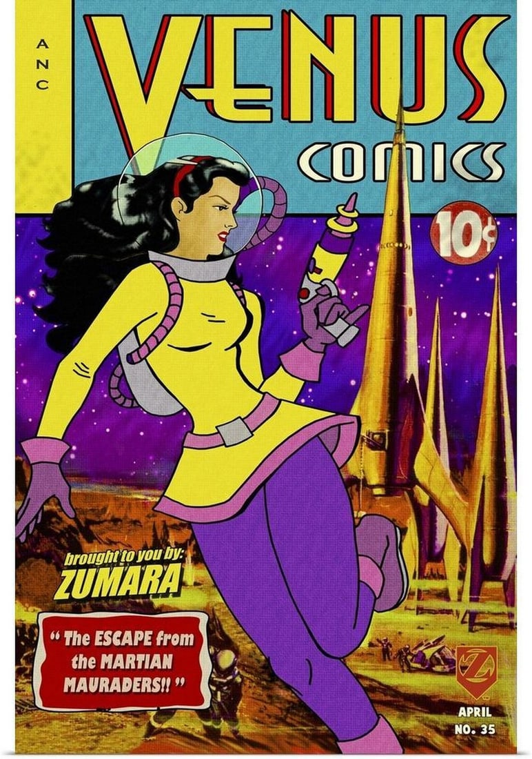 Venus 35 Comic Art Poster Print: Venus 35 Comic Art Poster Print "Venus Comics 35" is a bold and vibrant poster print featuring comic-style illustrations inspired by the iconic beauty of Venus. With striking lines and vivid