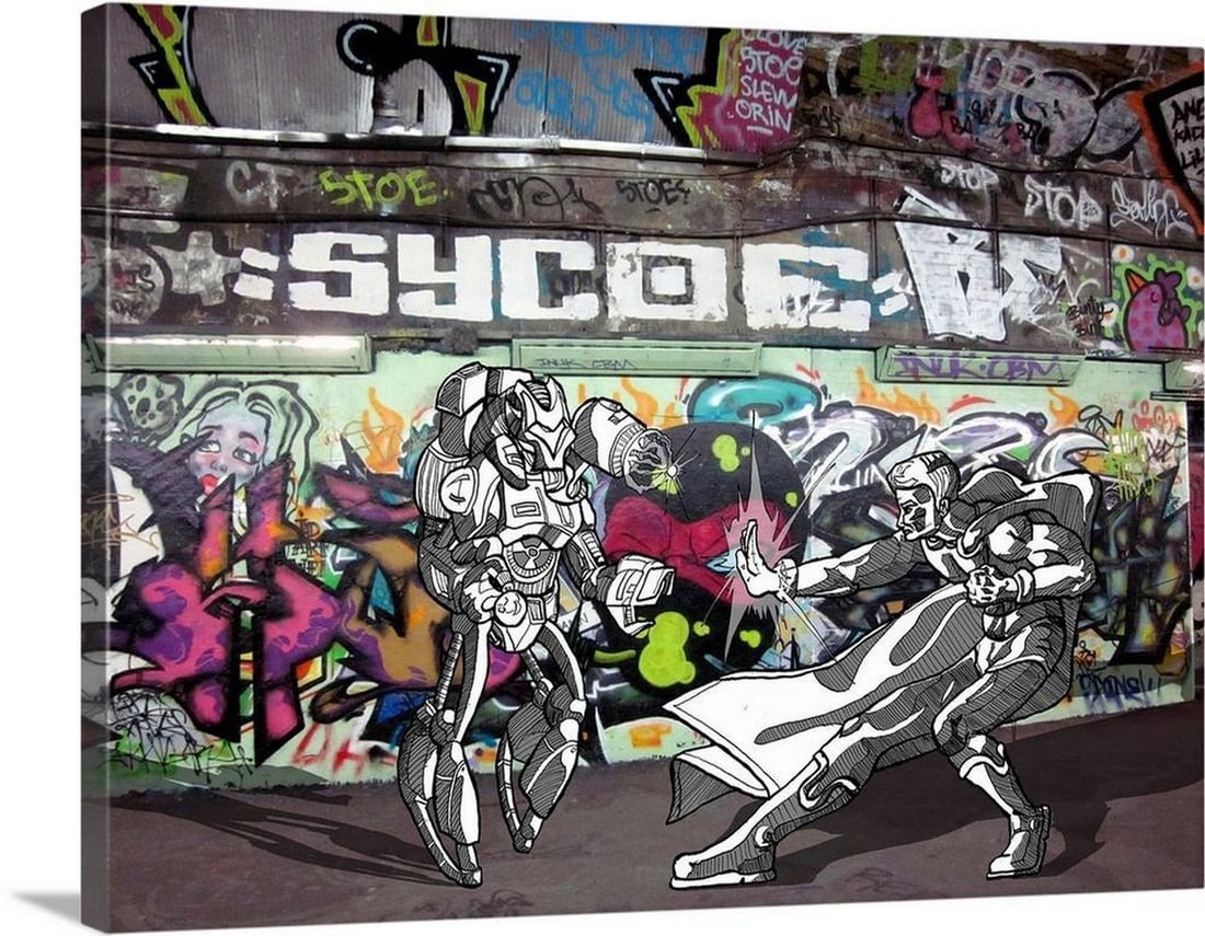 Pop Art Style 'Vic Tunnels' Canvas Print Wall Art: Pop Art Style 'Vic Tunnels' Canvas Print Wall Art Add a bold, urban edge to your space with this pop art-style Vic Tunnels canvas print. Featuring dynamic comic book-inspired graphics, striki