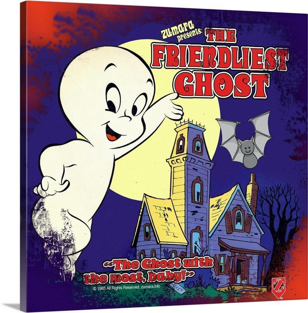 Friendliest Ghost Haunted Moon Vintage Canvas Reproduction (1 of 2)