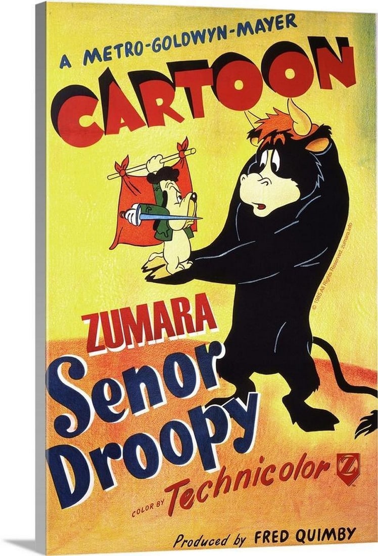 Vintage Señor Droopy Canvas Wall Art Reproduction: Vintage Señor Droopy Canvas Wall Art Reproduction Charming comic-style canvas wall art featuring Señor Droopy in his signature laid-back, comedic style. Dimensions: 24" x 16" View photos f
