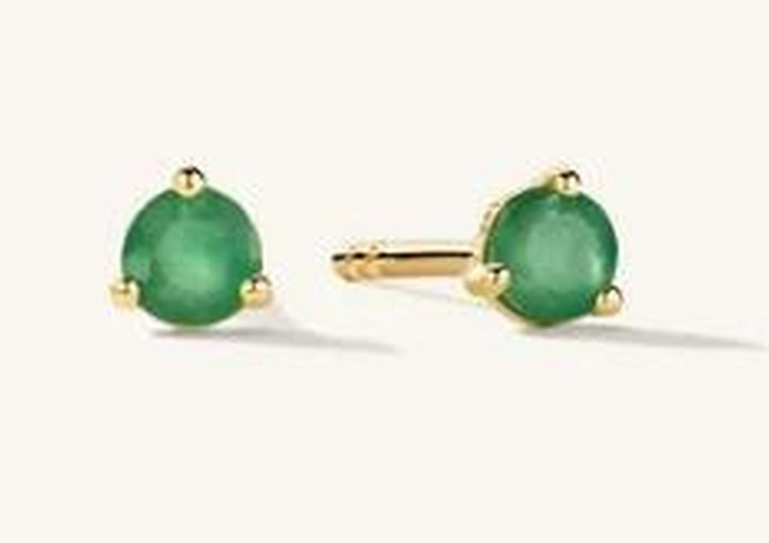 14K Solid Yellow Gold Emerald Glow Studs: 14K Solid Yellow Gold Emerald Glow Studs. A perfect blend of elegance and color, these earrings are a captivating addition to any jewelry collection. Set in solid 14K yellow gold, these stunning