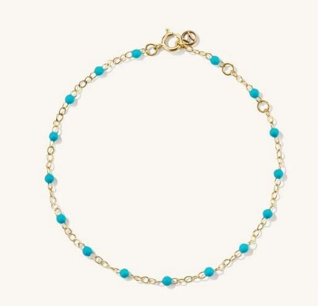 14k Yellow Gold With Turquoise Enamel Beads (1 of 2)
