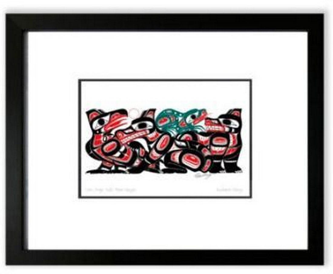 The Circle Of Life Print.: The Circle Of Life Print. In this powerful piece, artist Richard Shorty brings together the Crow, Frog, Wolf, and Bear, each representing distinct qualities; wisdom, transformation, protection, and s