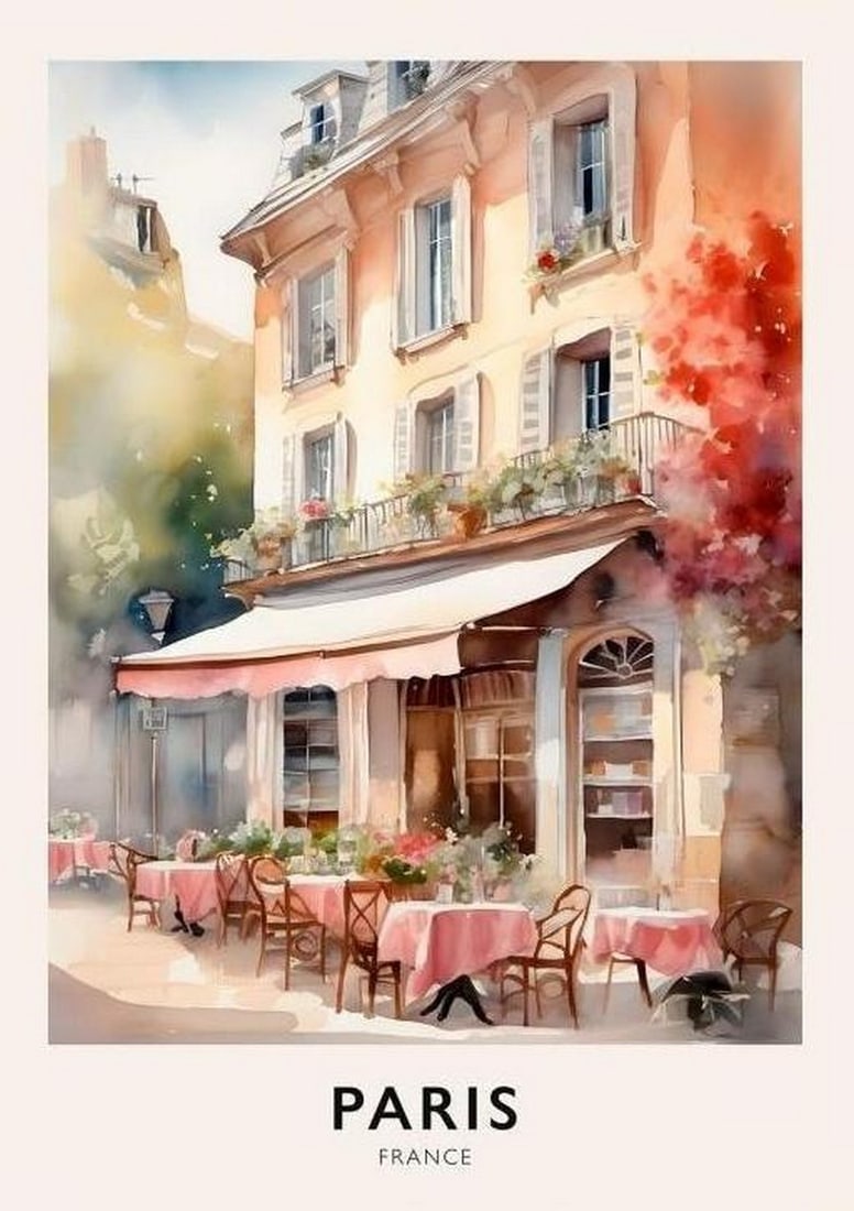 Streets of Paris: Streets of Paris Poster Print Step into the heart of Paris with this captivating poster print, showcasing the city's charming streets, historic architecture, and timeless ambiance. From cobblesto