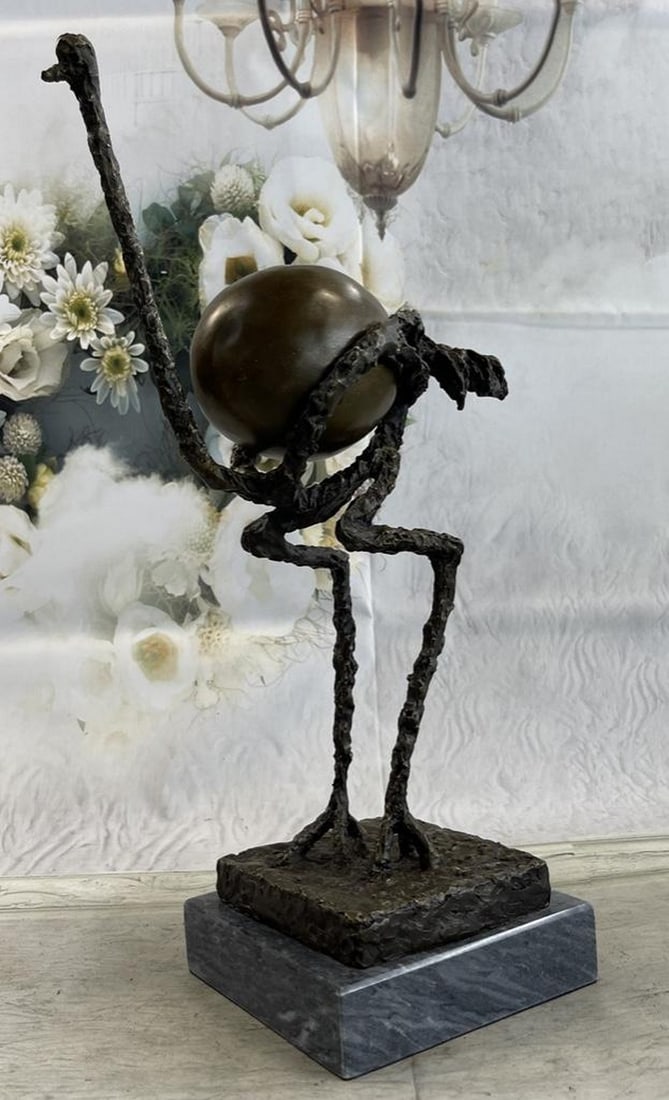 Abstract Ostrich Bird Bronze Sculpture 10" x 18": Abstract Ostrich Bird Bronze Sculpture 10" x 18" The figurative abstract ostrich was envisioned by the artist as deteriorated by space and diminished until it is in it`s skeletal frame. T