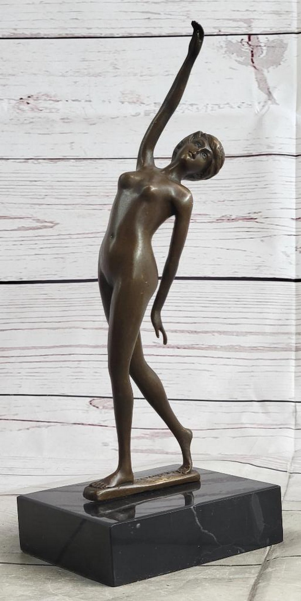 D.H. Chiparus Inspired Nude Free Falling Woman Bronze Sculpture - 11" x 4.5": D.H. Chiparus Inspired Nude Free Falling Woman Bronze Sculpture - 11" x 4.5" Young, vibrant and free-spirited this lady is enjoying herself. She is dancing and walking the beat of her own dru