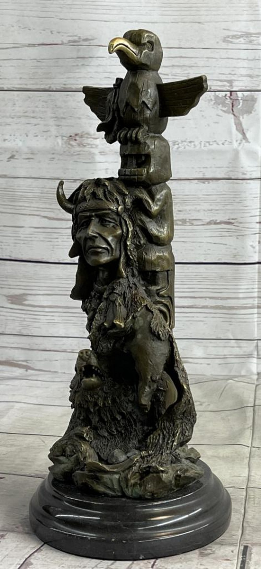 Original Bronze Sculpture of Chief, Scout, and Wolf by Milo - 13" x 5.5": Original Bronze Sculpture of Chief, Scout, and Wolf by Milo - 13" x 5.5" In a tale woven through legend, the Indian and wolf shared a profound harmony, their spirits aligning not only in life