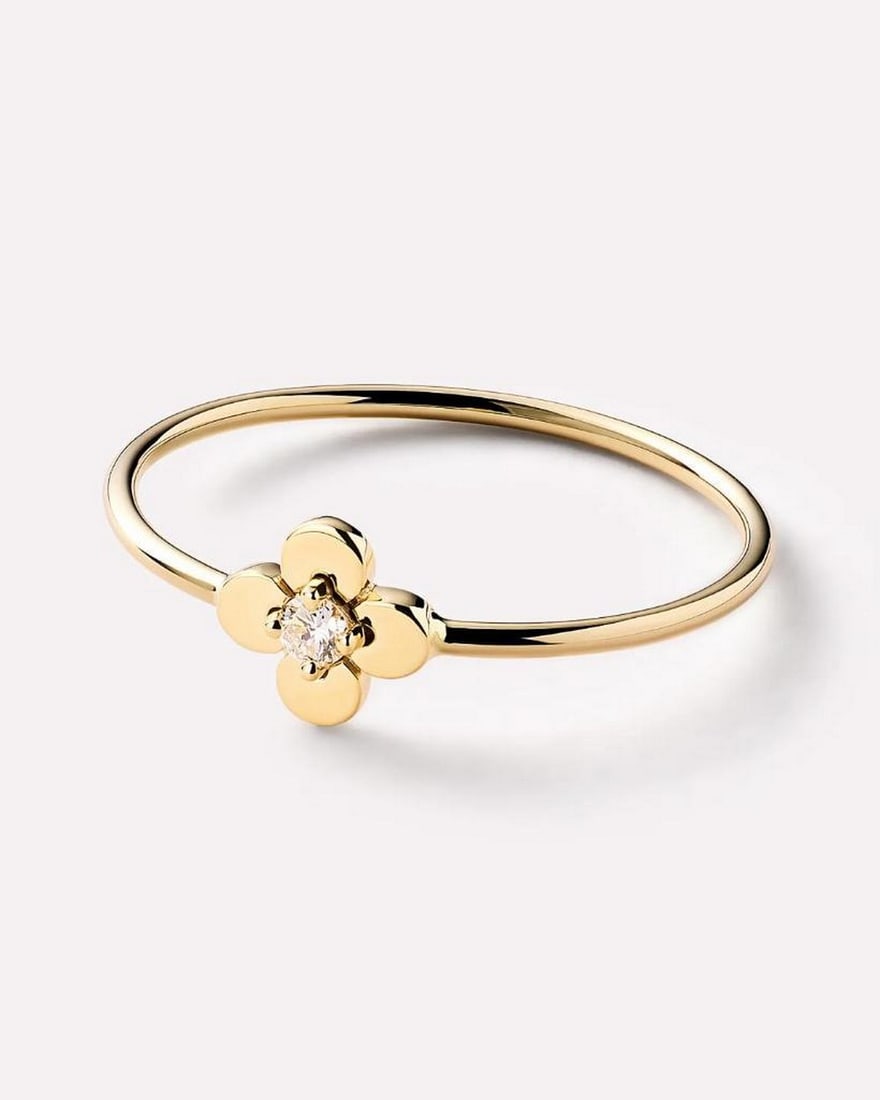 Solid Gold Flower Ring - 3