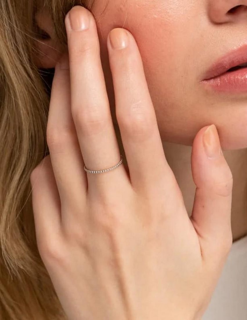 Delicate Beaded Stacking Ring - 3