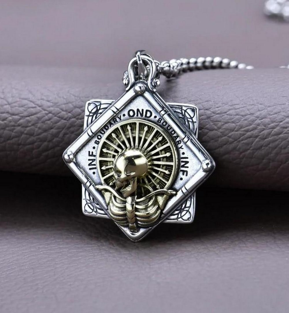 Skeleton of Holy Light Necklace: Skeleton of Holy Light Necklace Handcrafted in Mongolia, the Skeleton of Holy Light Necklace channels divine symbolism through a pendant shaped like the delicate bones of a celestial figure. Every