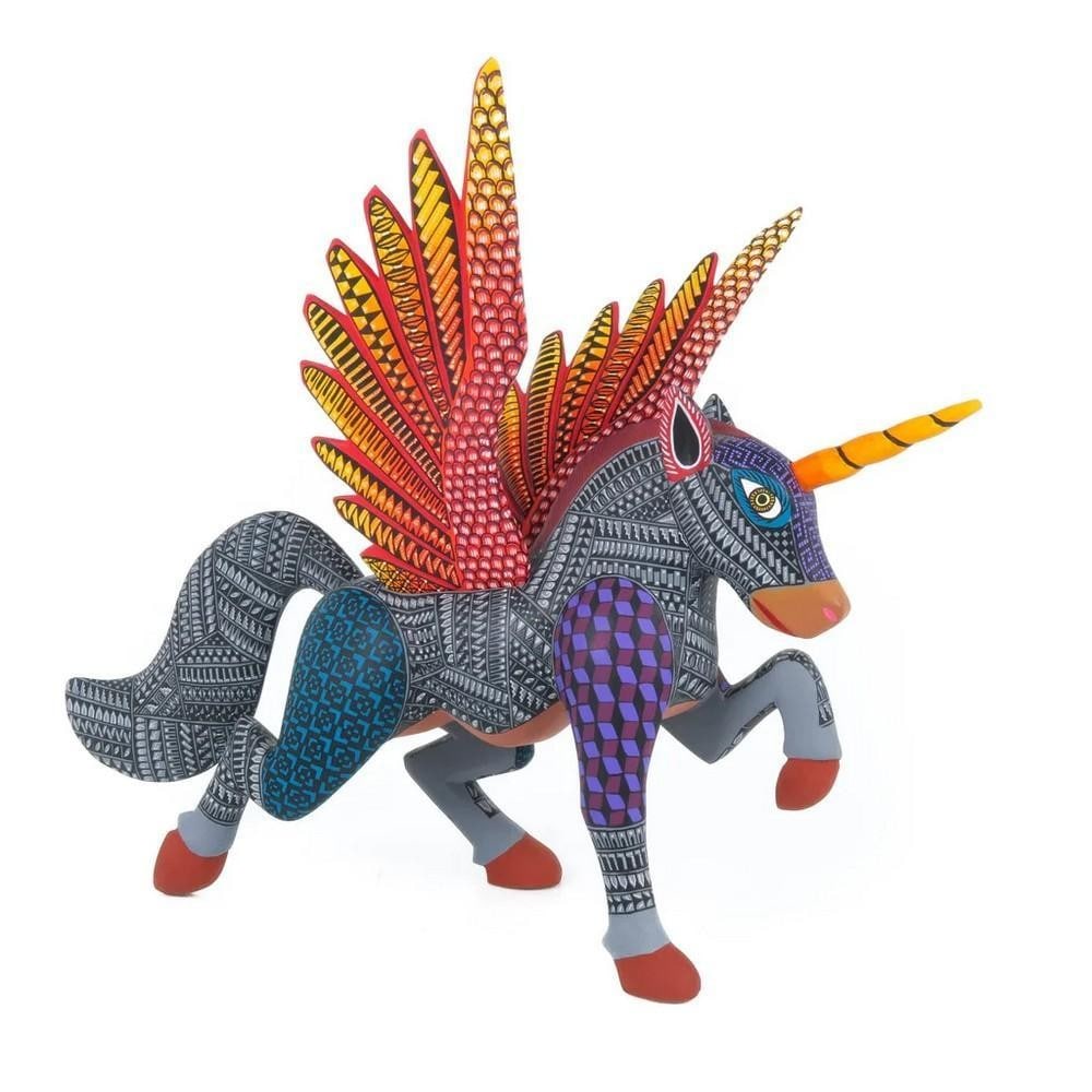 Majestic Gray Pegasus – Oaxacan Alebrije by Lauro Ramirez: Majestic Gray Pegasus – Oaxacan Alebrije by Lauro Ramirez Bring the magic of Oaxaca into your collection with this Majestic Gray Pegasus, handcrafted by renowned artisan Lauro Ramirez. Carved from