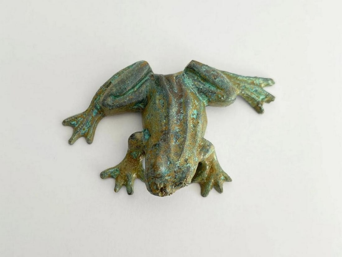Aged Copper Frog Statuette - (0.9lbs) - 3