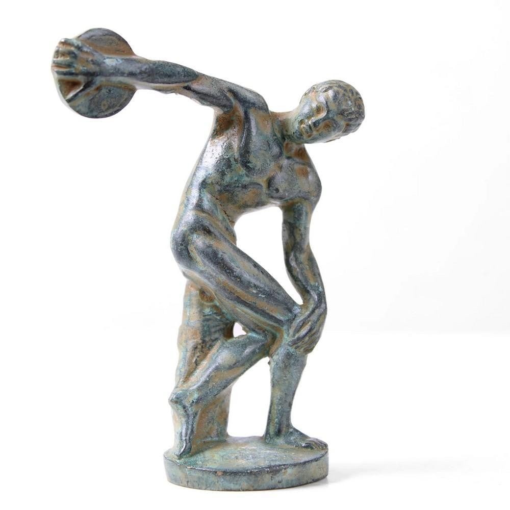 Aged Copper Discobolus Statue After the Classical Masterpiece - (0.57lbs): Aged Copper Discobolus Statue After the Classical Masterpiece - (0.57lbs) A refined reduction of the Roman Discobolus in the Palazzo Massimo, this sculpture captures the perfect harmony and poised