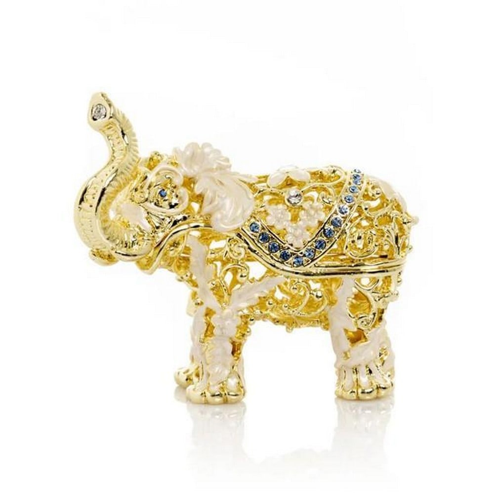 Golden Elephant Trinket Box: Golden Elephant Trinket Box Symbolizing wisdom and good fortune, this golden elephant trinket box is both charming and functional. Sculpted with intricate detail and finished in a radiant gold tone,