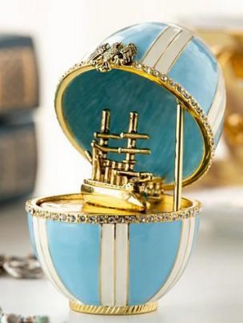 Celestial Blue Egg with Sailing Ship - 3