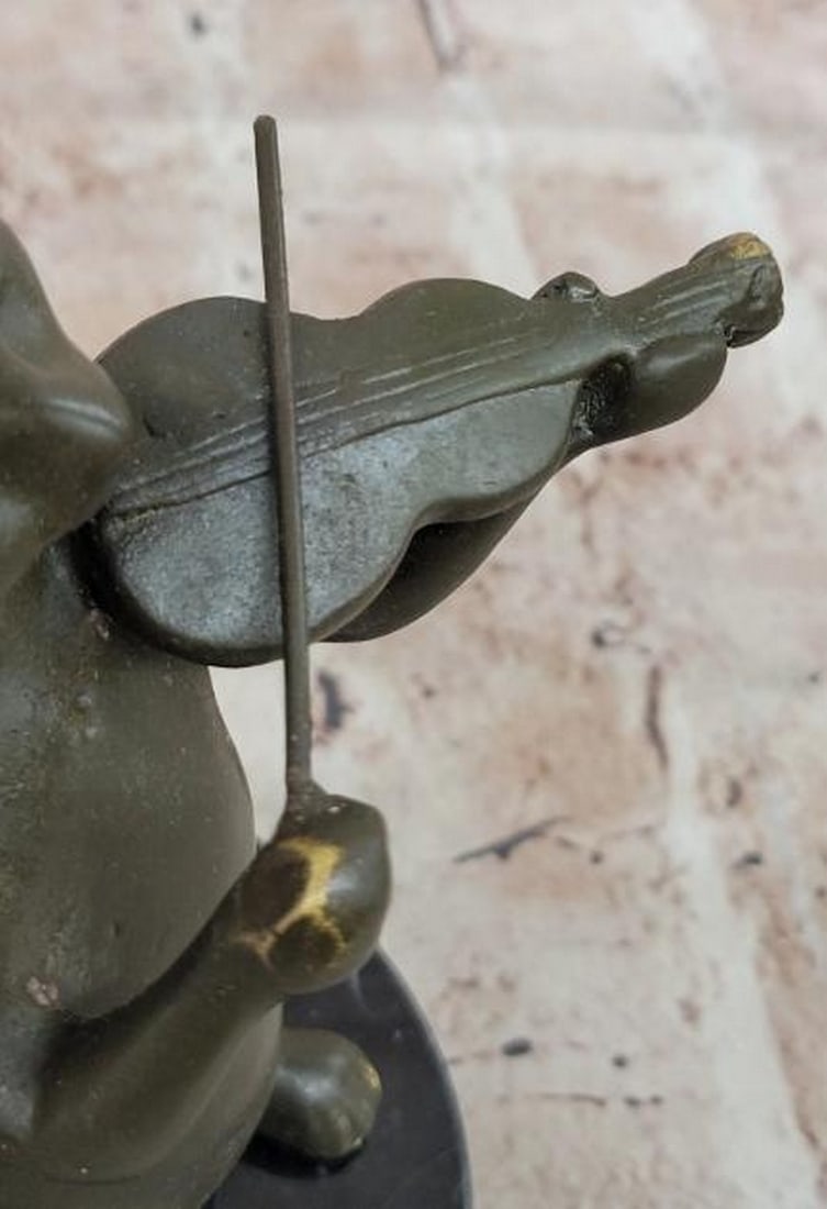 Melodic Whimsy: Bronze Cat Playing Violin - 6