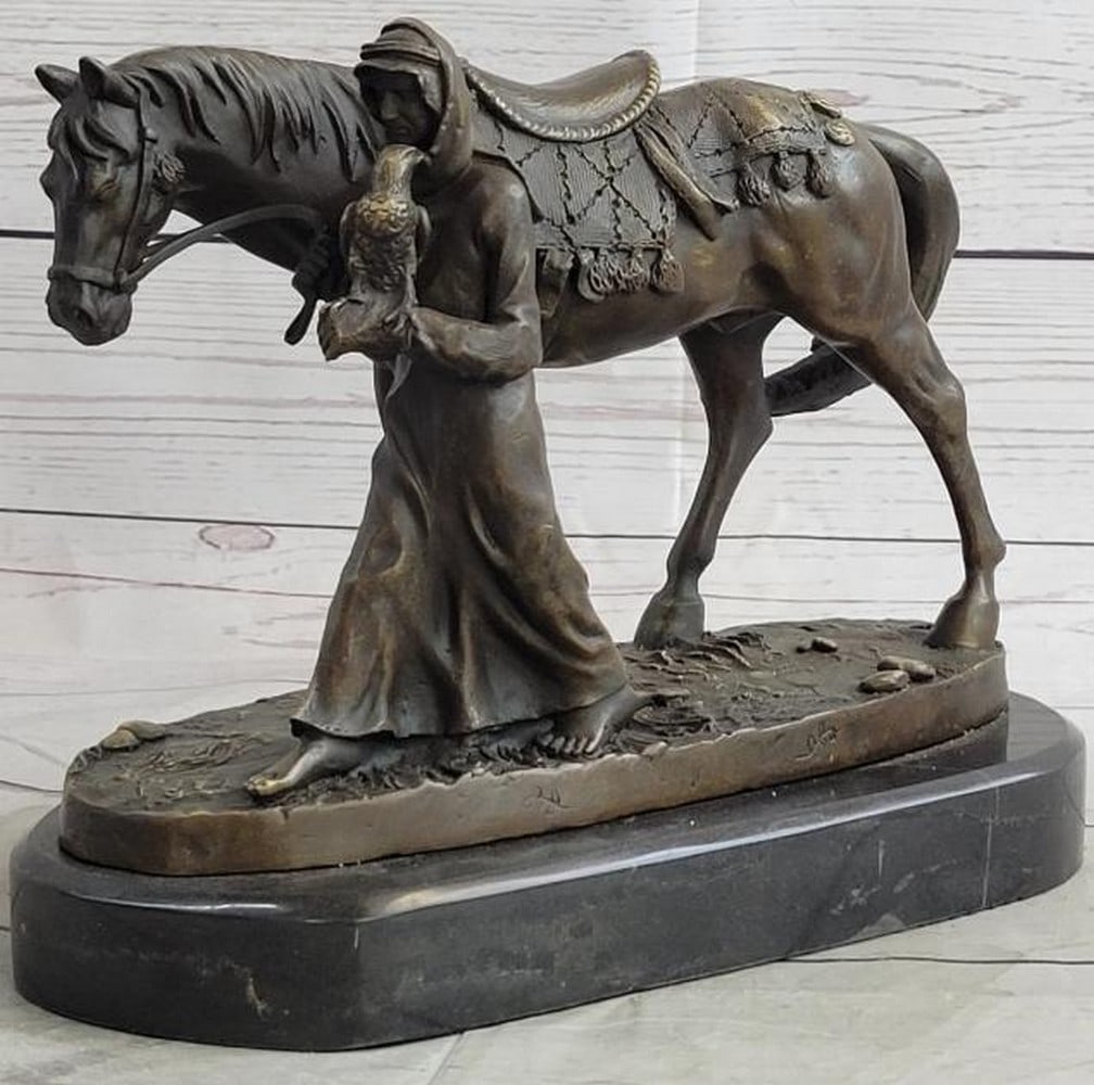 Man with Falcon and Horse Bronze Sculpture (1 of 8)