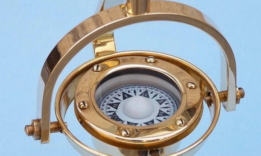 8" Solid Brass Hanging Compass - 3