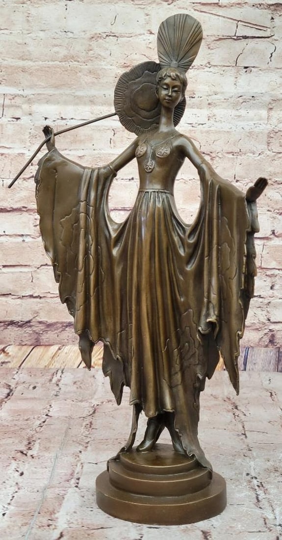 Art Deco Elegance Bronze Inspired Sculpture by Erté - 16.5" x 10": Art Deco Elegance Bronze Inspired Sculpture by Erté - 16.5" x 10" This exquisite bronze sculpture by Julius Erté embodies the grace and sophistication of the Art Deco era. The poised figure,