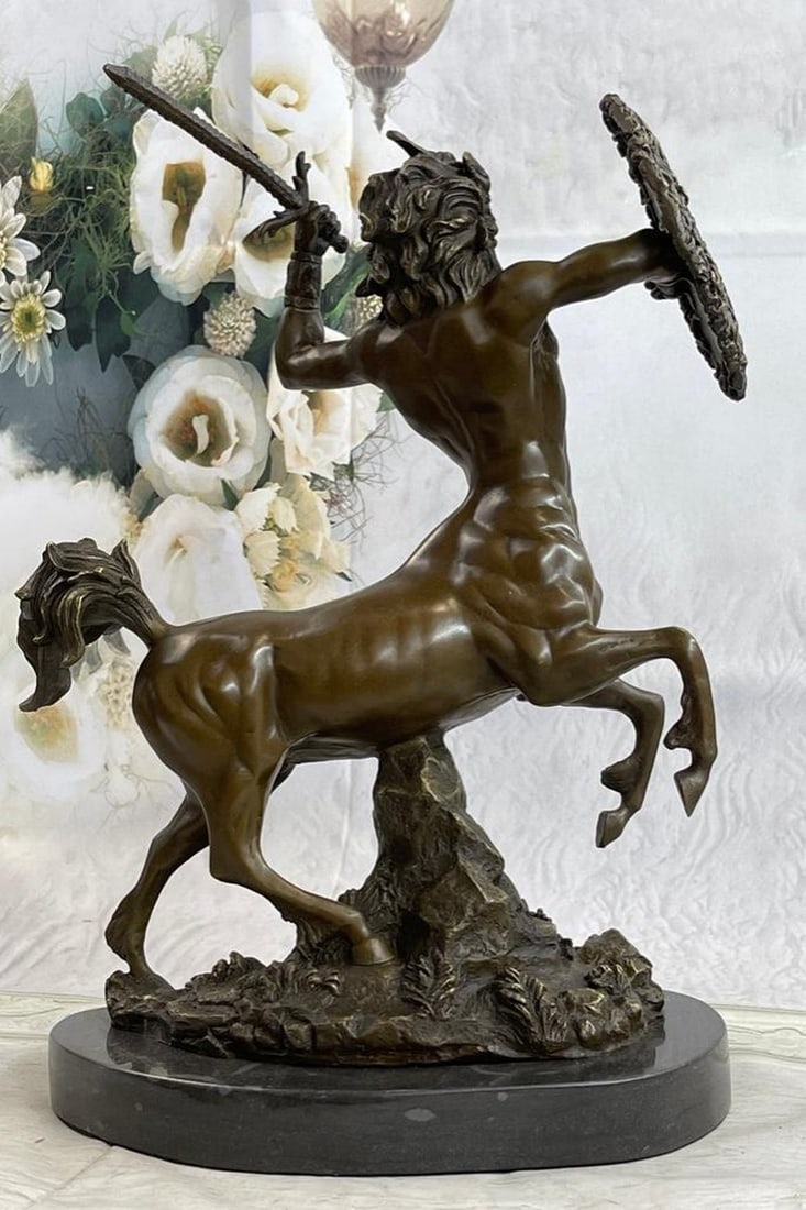 Stunning Bronze Centaur On Large Solid Marble Base - 3