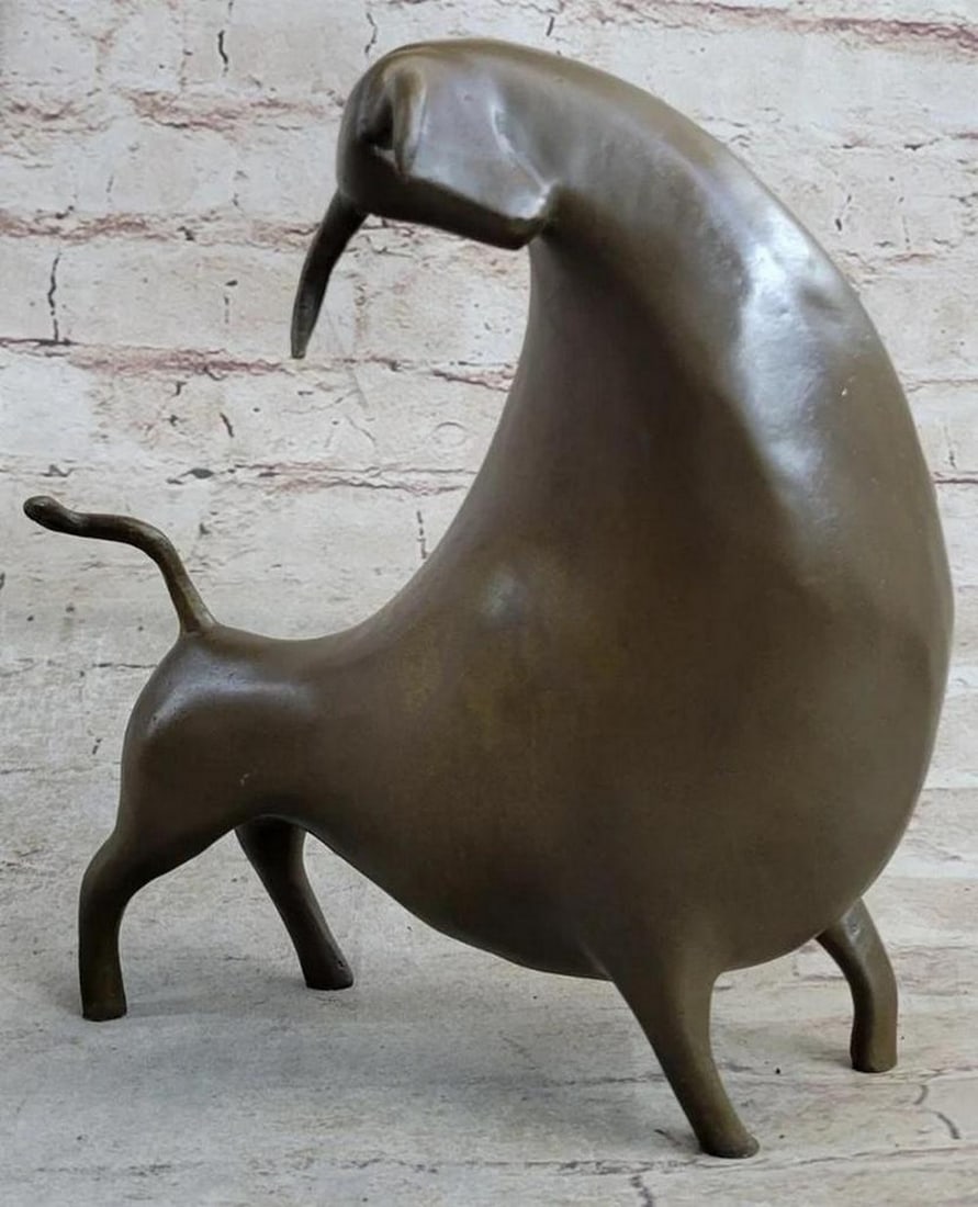 Impregnable Bull Abstract Botero-Inspired Original Bronze Sculpture Signed by Williams - 9" x 10": Impregnable Bull Abstract Botero-Inspired Original Bronze Sculpture Signed by Williams - 9" x 10" Discover the captivating allure of our "Impregnable Bull" - an abstract bronze sculptu