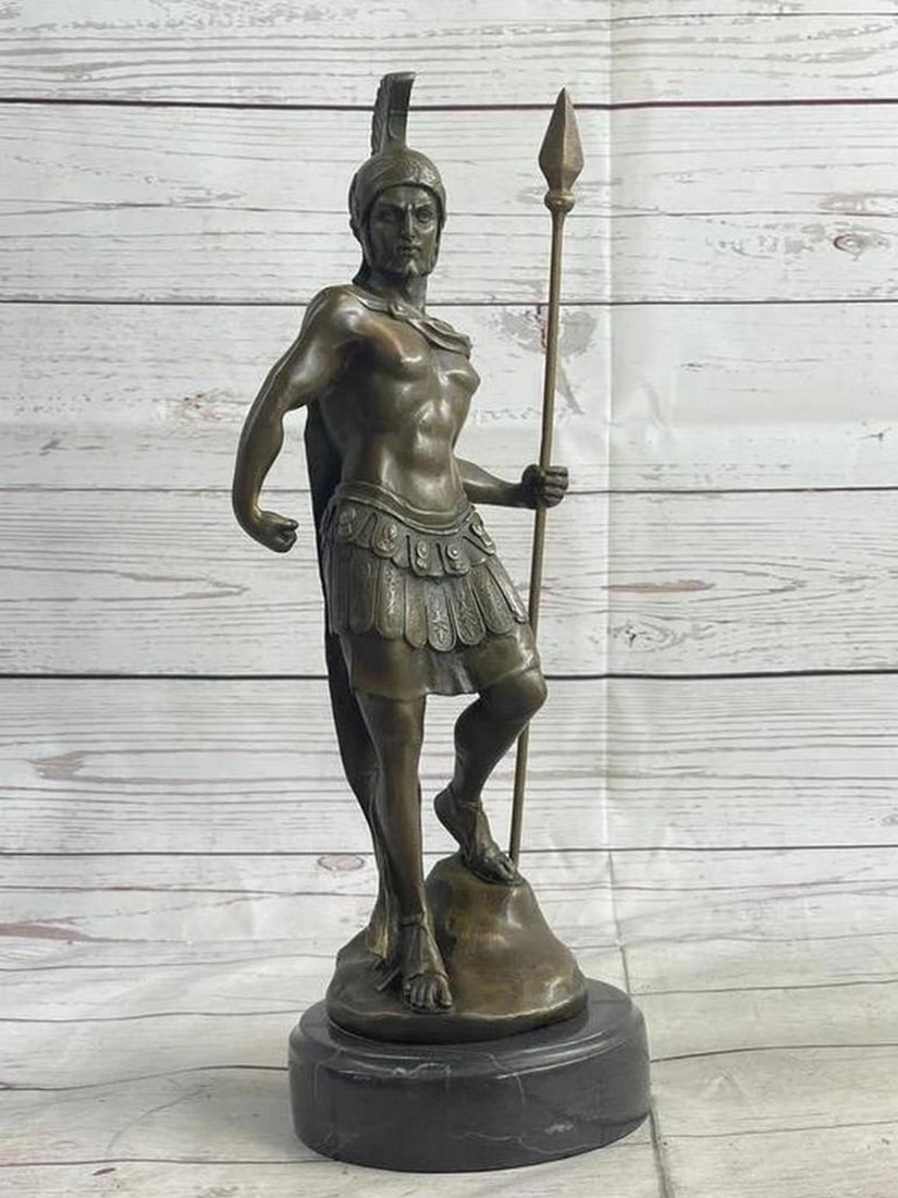 Ancient Rome Armoured Legion Solider Bronze Statue - 15" x 5": Ancient Rome Armoured Legion Solider Bronze Statue - 15" x 5" Step into the heroic world of ancient Rome with this impressive bronze statue portraying a Roman legionary. With a steadfast ga