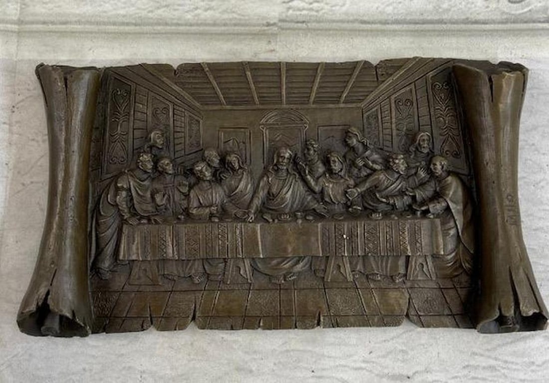 Stunning Bas Relief Da Vinci`s Masterpiece Last Supper Bronze Sculpture Wall Art (1 of 4)