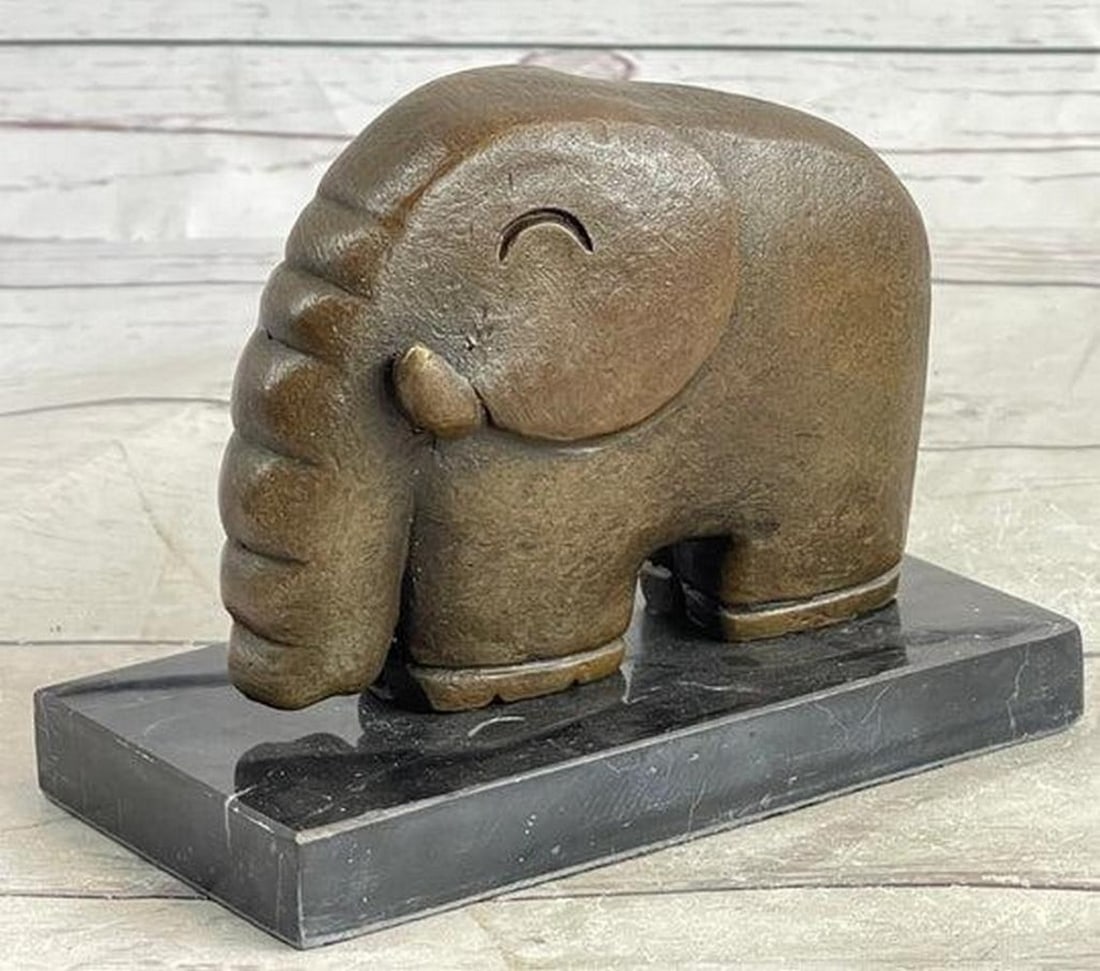 Abstract Modern Art Elephant Inspired Bronze Statue - 4.5" x 5" (1 of 6)