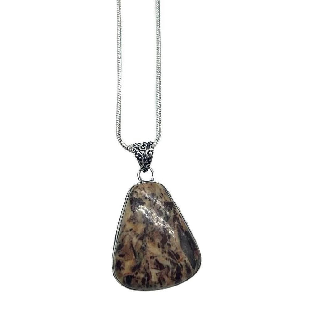 Coconut Jasper Gemstone Necklace Pendant: Coconut Jasper Gemstone Necklace Pendant Coconut jasper is a unique grounding stone that helps one to become at peace with nature and the world around them. The pendant is 925 Silver plated and