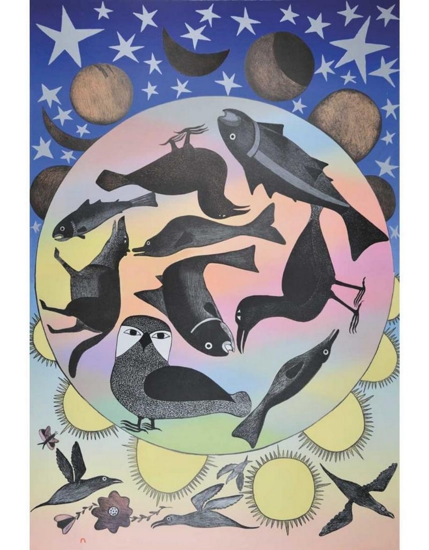 14" x 12" Kenojuak Ashevak's "Siilavut Nunavut" Framed Art Print (1 of 2)