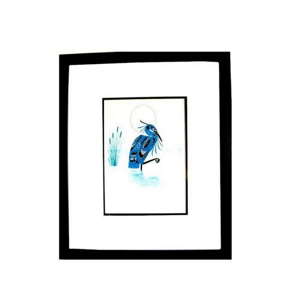 14" x 12" Blue Heron Framed Print (1 of 2)