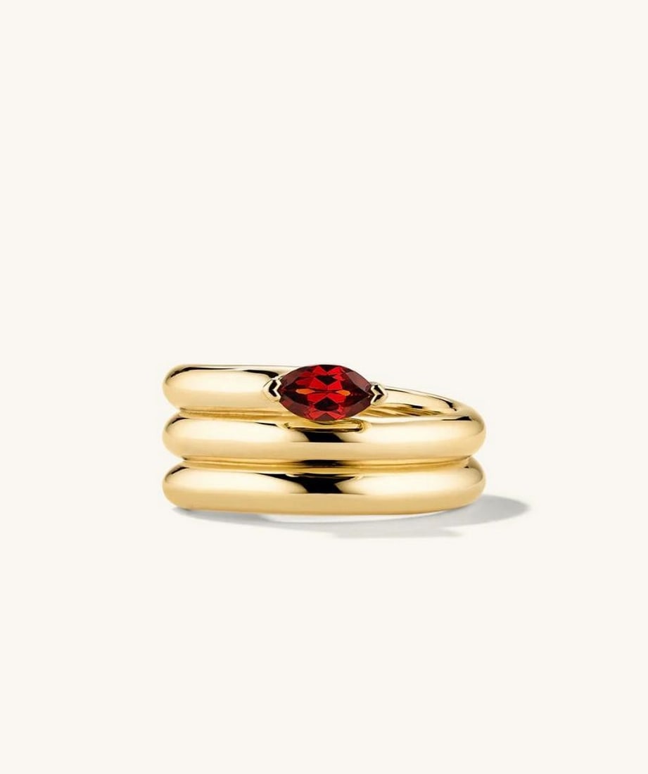 Serpent Garnet Gemstone Coil Ring - 3