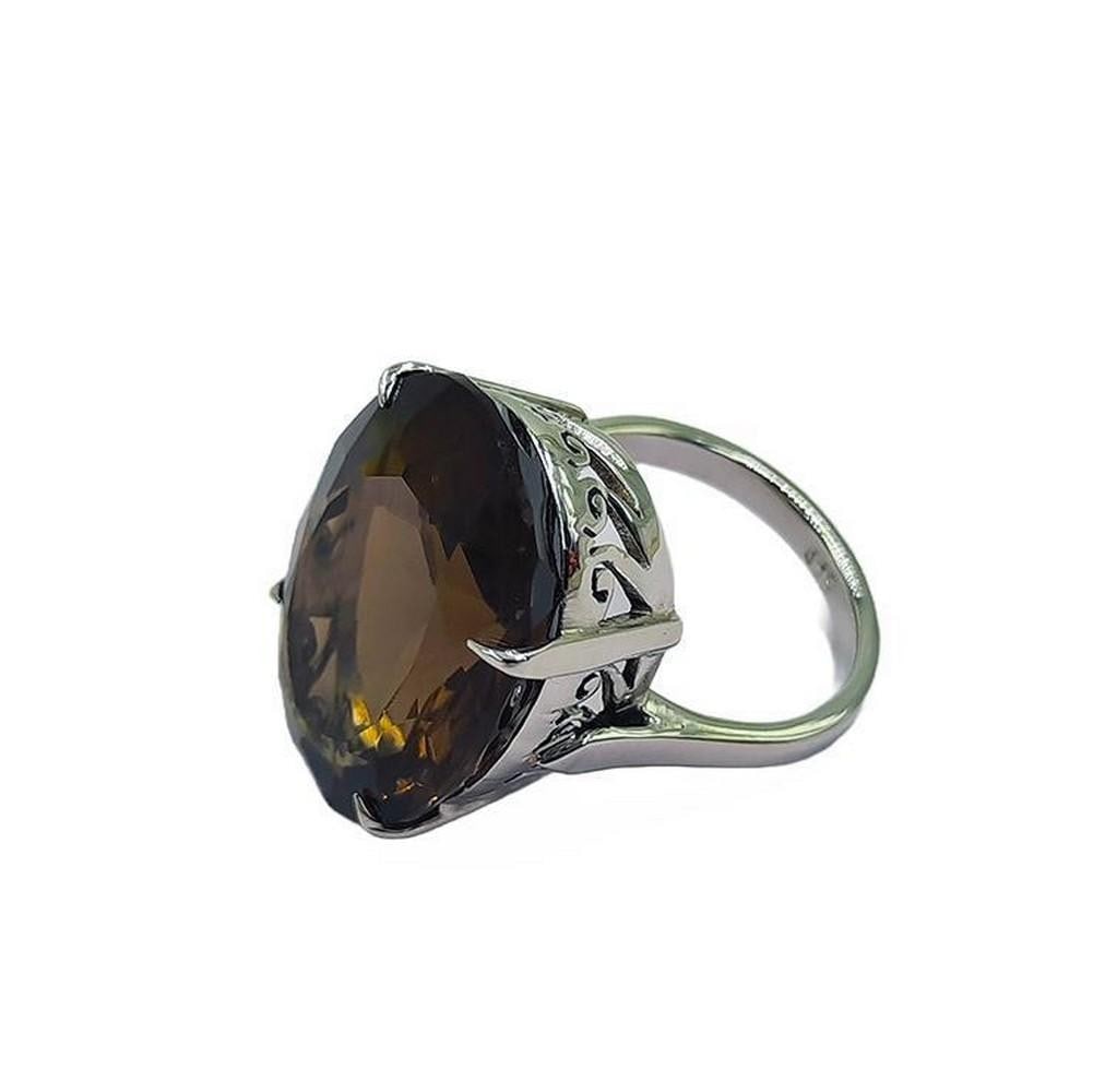 Stunning Sterling Silver Ring Set With Large Smoky Quartz (1 of 2)