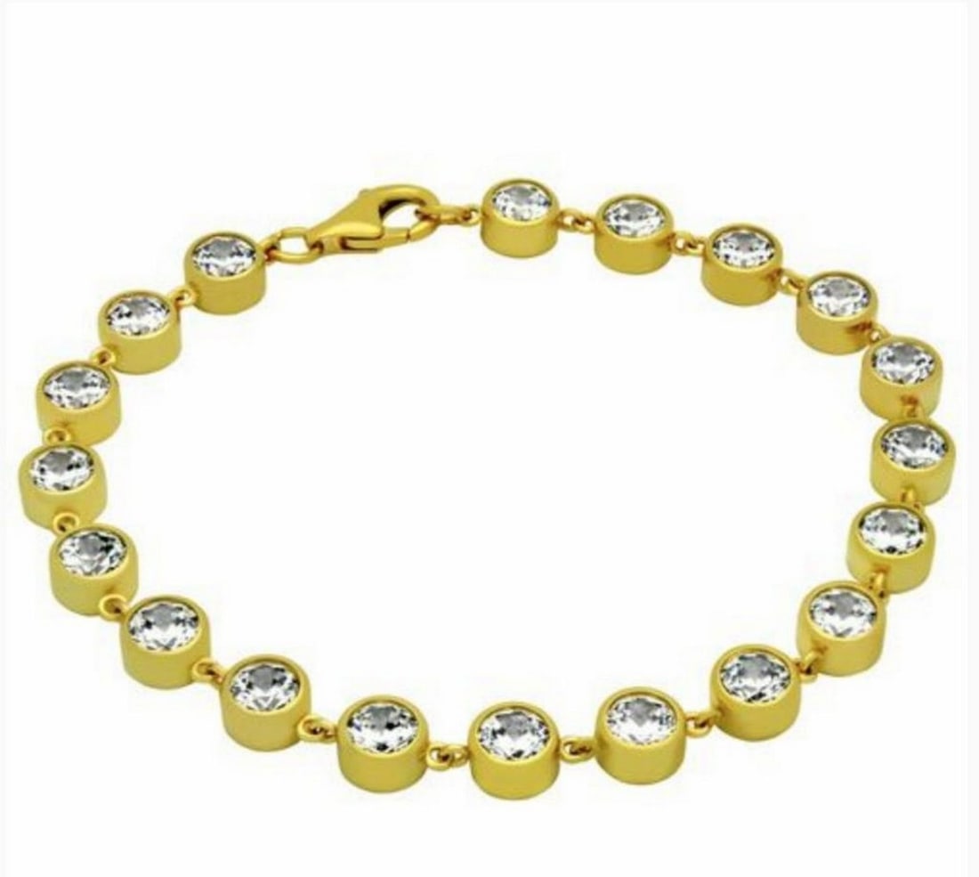 Gold Plated 925 Sterling Silver Tennis Bracelet with Austrian Crystal Accents: Up for Auction is a Gold Plated 925 Sterling Silver Tennis Bracelet with 5mm Austrian Crystal Accents. This is a perfect piece to add elegance to any outfit, and can double to be worn everyday or for