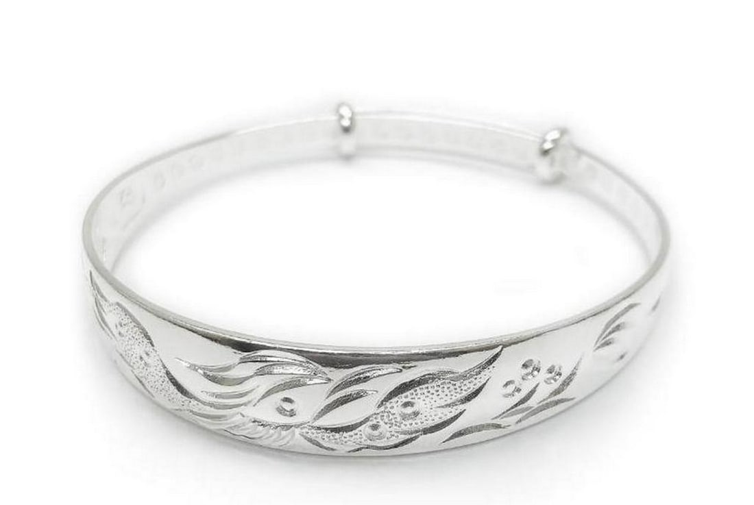 Dragon & Phoenix Fine Jewelry 925 Silver Bangle (1 of 3)