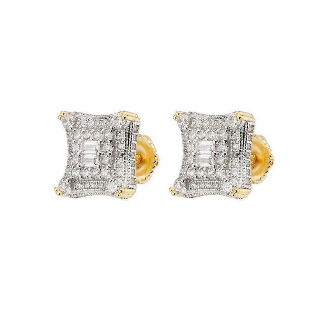 Heavenly 14k Gold Plated 925 Sterling Silver And Austrian Crystal Square Baguette Earrings (1 of 3)