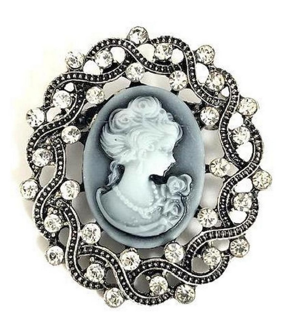 Ladies Elegant Cameo Of A Beauty With Semi Precious Stones (1 of 2)