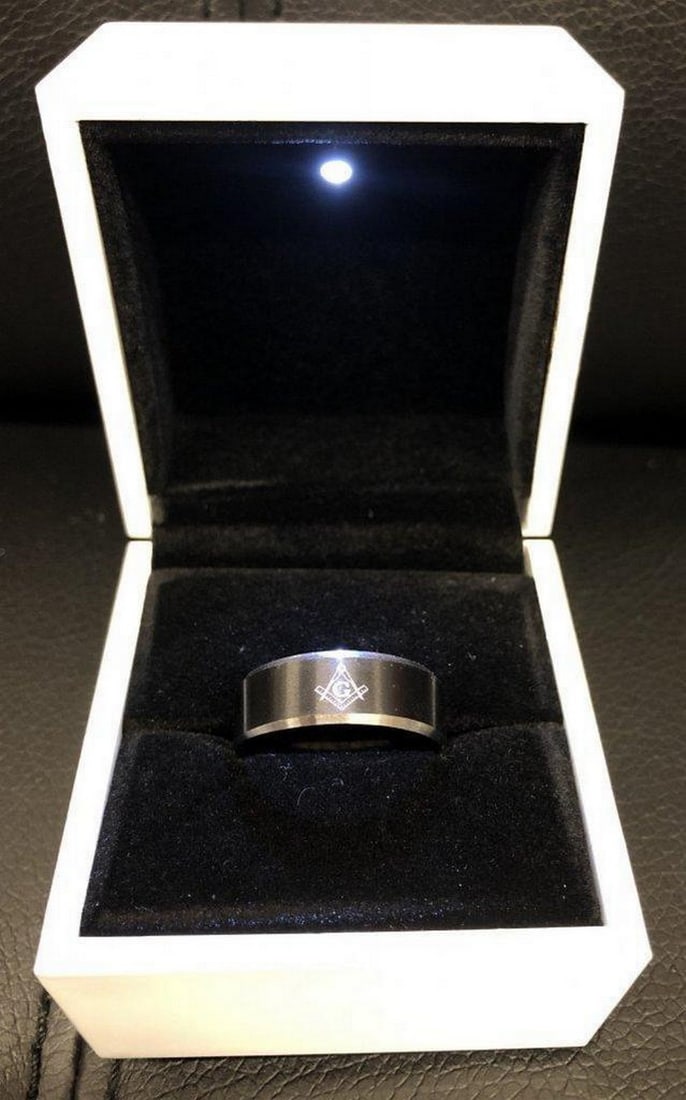 Mens Titanium Steel Black And Silver Ring (1 of 2)