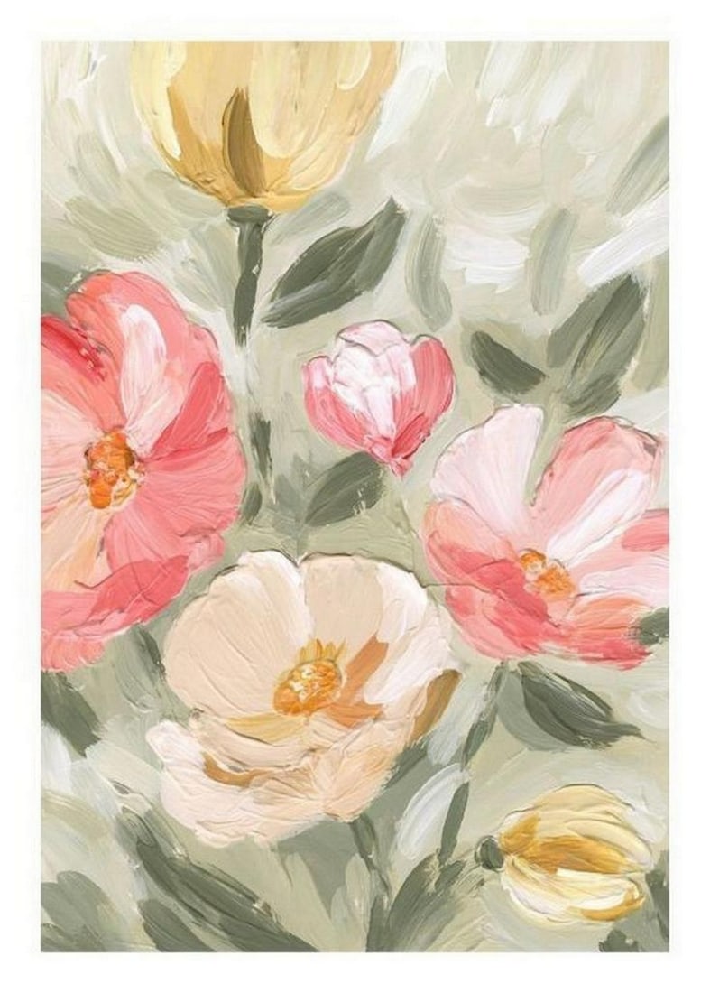 Pastel Painted Blossom Flowers Wall Art Poster Print - 28" x 20" (1 of 2)