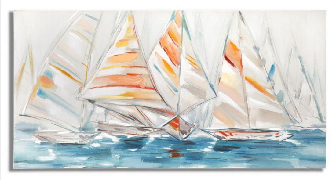 Modern Sailing Boats in the Sea Canvas Painting: Modern Sailing Boats in the Sea Canvas Painting This stunning artwork captures the essence of nautical adventure with a contemporary twist, bringing the beauty of the open sea into your home. This ca