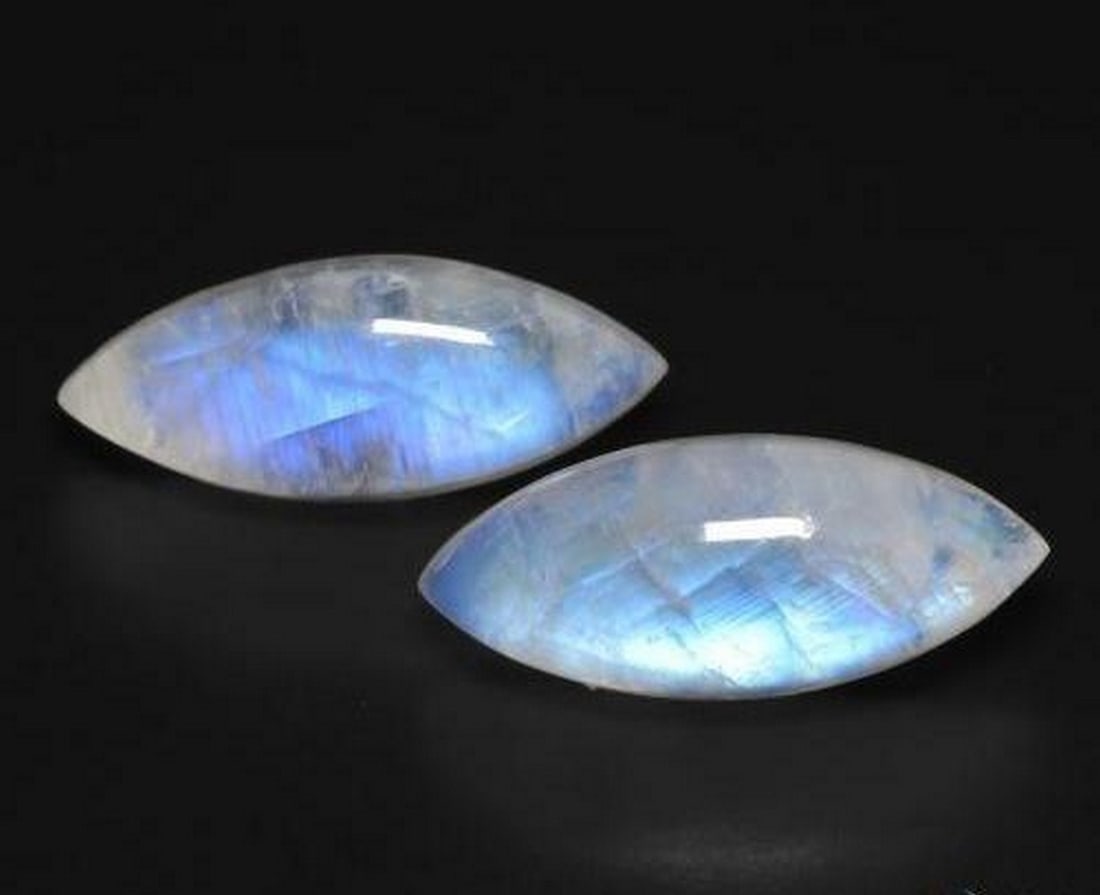 17.95 ct Natural Bluish White Rainbow Moonstone Gems, Marquise, Transparent, United States (1 of 3)