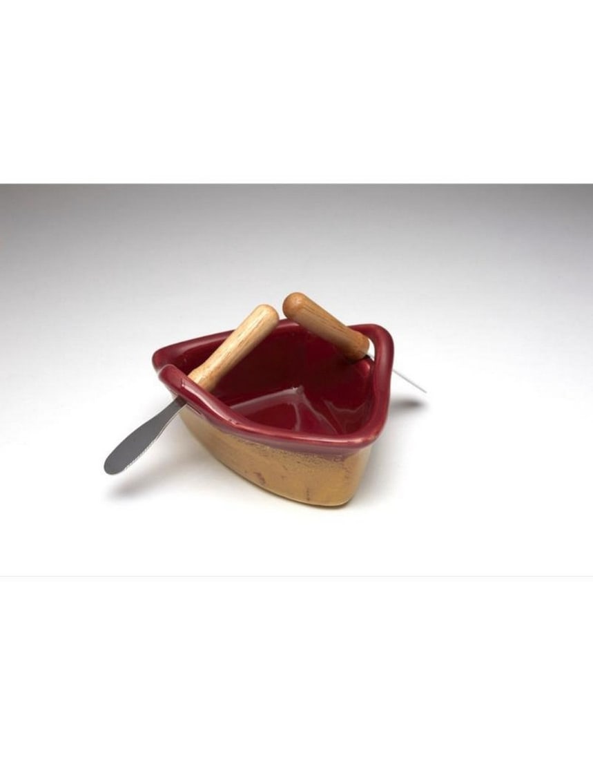 Red Ceramic Boat Dip Pot (1 of 1)