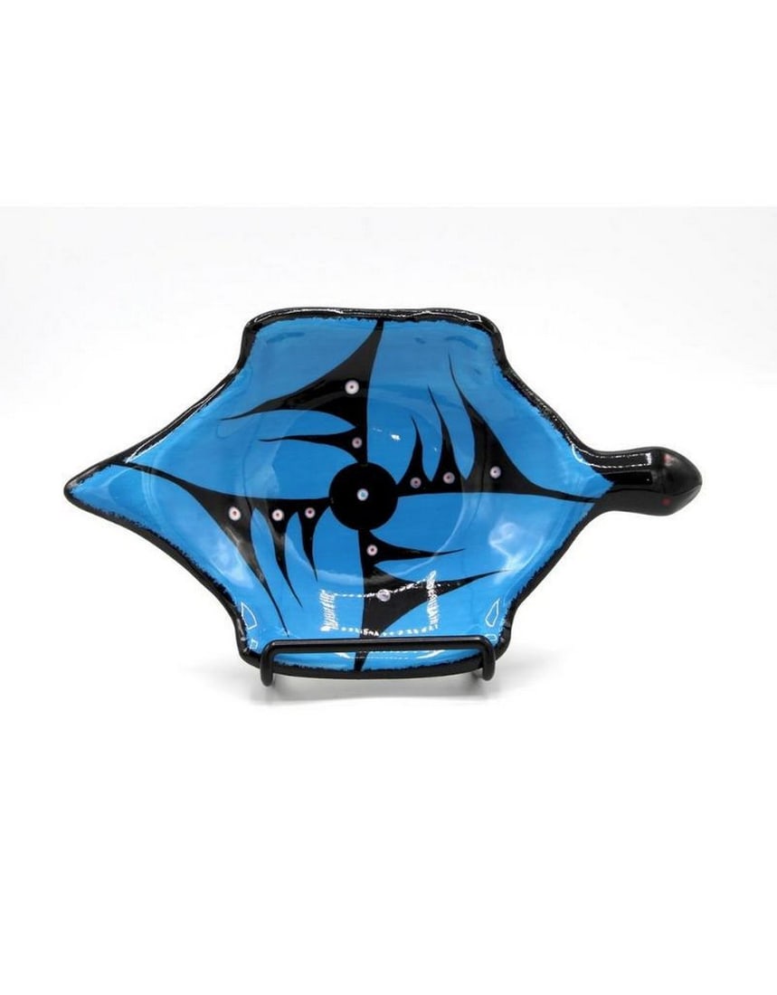 Blue Turtle Plate by Veran Pardeahtan: Blue Turtle Plate by Veran Pardeahtan According to Native legend, the turtle offered its back as the foundation for Turtle Island (North America). The turtle dish, symbolizing Mother Earth,