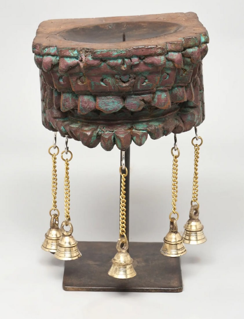Wood, Brass, and Iron Candle Stand (1 of 5)